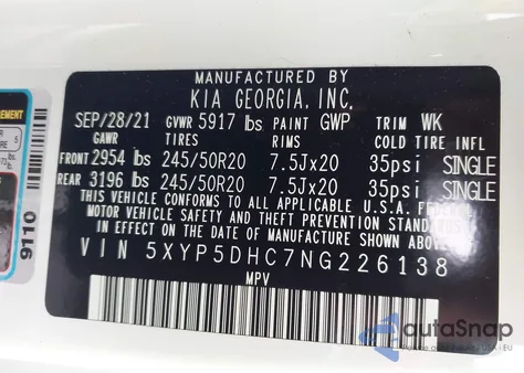 2022 Kia Telluride Sx from USA, damaged, VIN 5XYP5DHC7NG226138